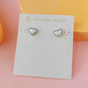 Kendra Scott - Ari Heart Ivory Mother-Of-Pearl Silver Stud Earrings - NEW